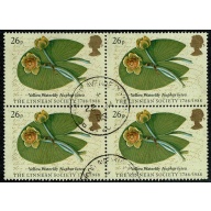 1988 Linnean Society 26p. Fine used block of four. SG 1381