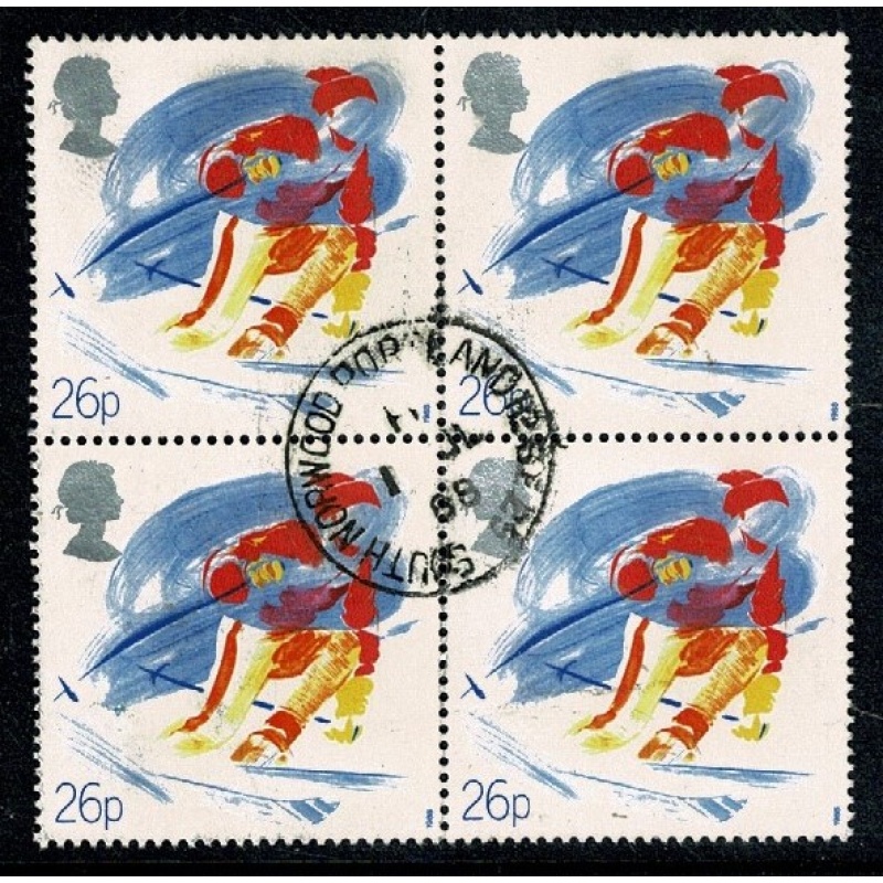 1988 Sporting Organisations 26p. Fine used block of four. SG 1389