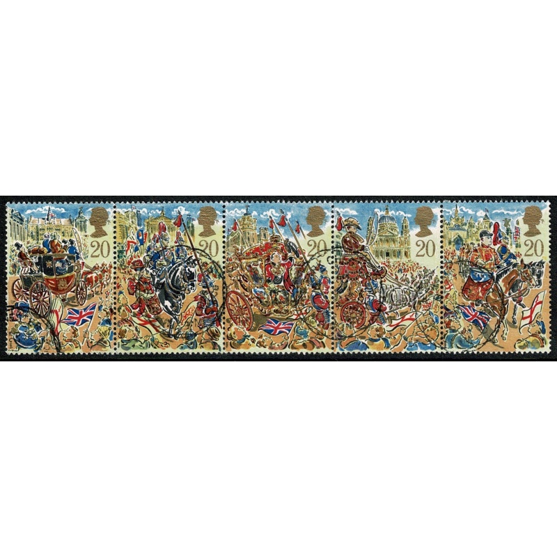 1989 Lord Mayor's Show. Fine Used se-tenat strio of 5. SG 1457-1461