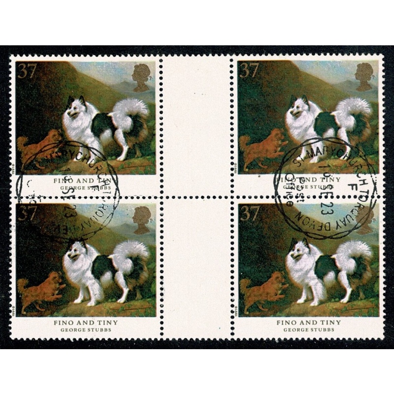 1991 Dogs 37p Fine Used gutter block. SG 1535