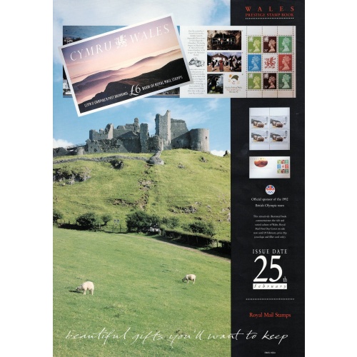 Royal Mail A3 Poster for 1992 Wales £6 Prestige Book