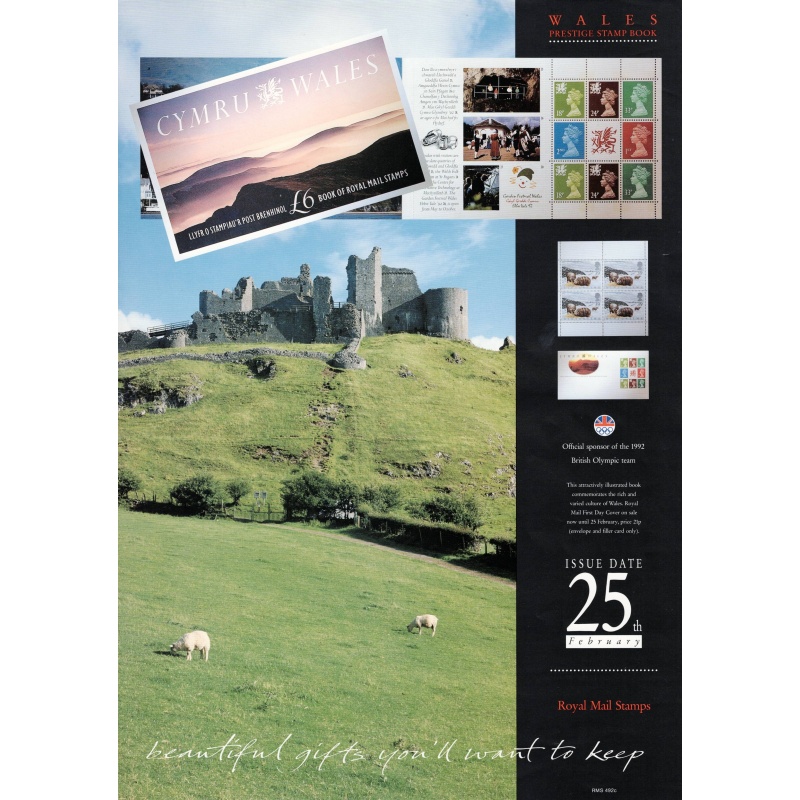 Royal Mail A3 Poster for 1992 Wales £6 Prestige Book