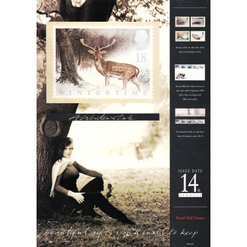 Royal Mail A3 Poster for 1992 Wintertime commemorative issue.