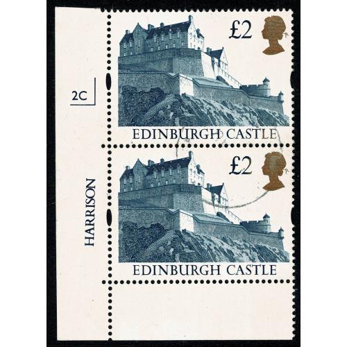 1992 £2 Castle High Value (Harrison). Fine used Cylinder pair. SG 1613