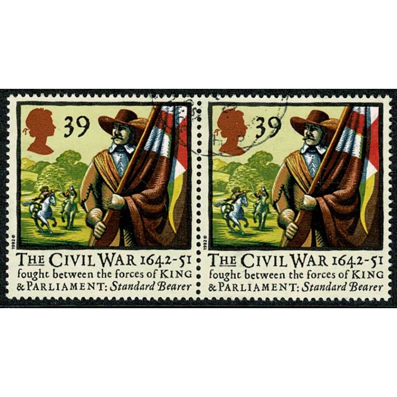 1992 Civil War 39p. Very fine used pair. SG 1623