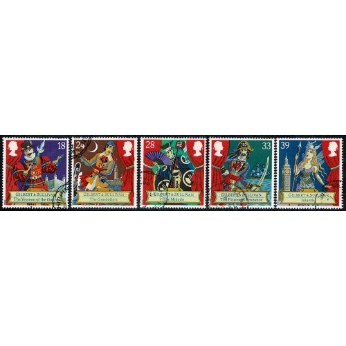 1992 Gilbert & Sullivan. Set of 5 values fine used. SG 1624-1628