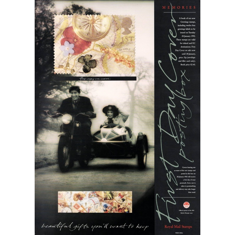 Royal Mail A3 Poster for 1992 "Memories" Greeting Stamp issue.