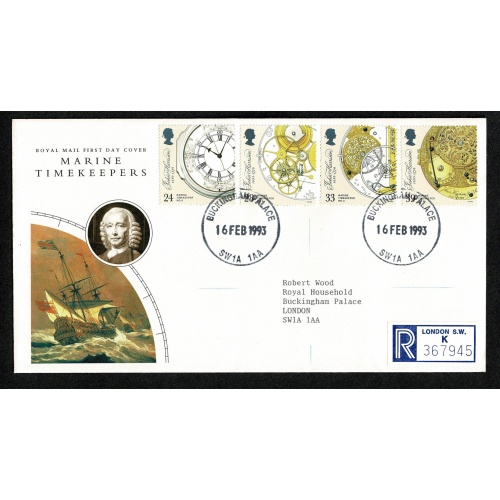 1993 Marine Timekeeper FDC. Buckingham Palace cancel.