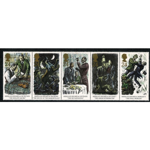 1993 Sherlock Holnmes. 24p se-tenant strip of 5. Unmounted Mint. SG 1784-1788