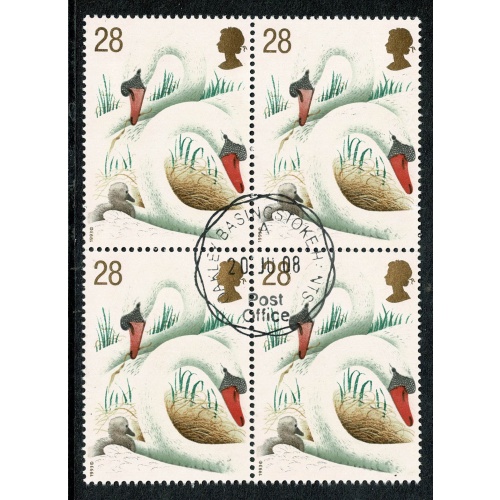 1993 Swans 28p. Block of 4 Fine Used. SG 1641.
