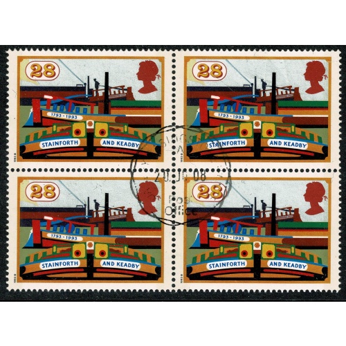1993 Inland Waterways 28p. Block of 4 Fine Used. SG 1776