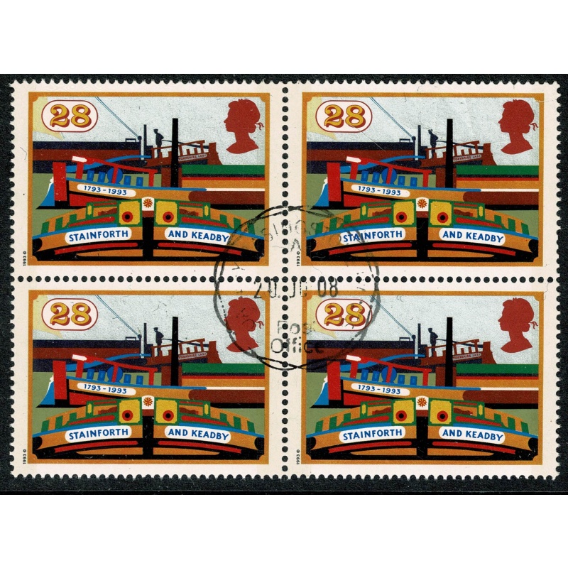 1993 Inland Waterways 28p. Block of 4 Fine Used. SG 1776