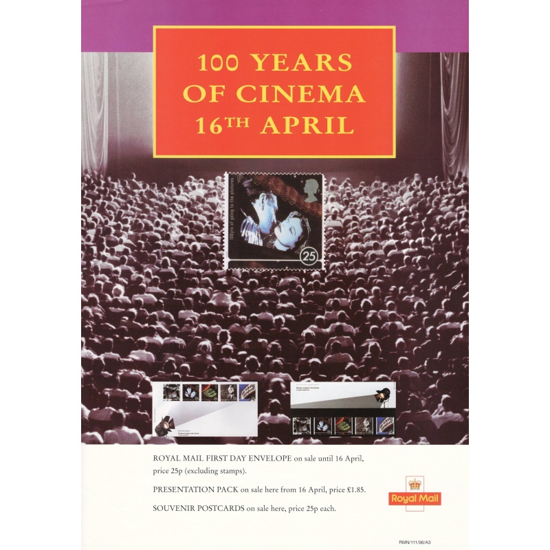 A3 Royal Mail Poster 1996 Centenary of Cinema Issue.