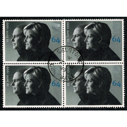 1999 Royal Wedding 64p. Fine Used block of four. SG 2097