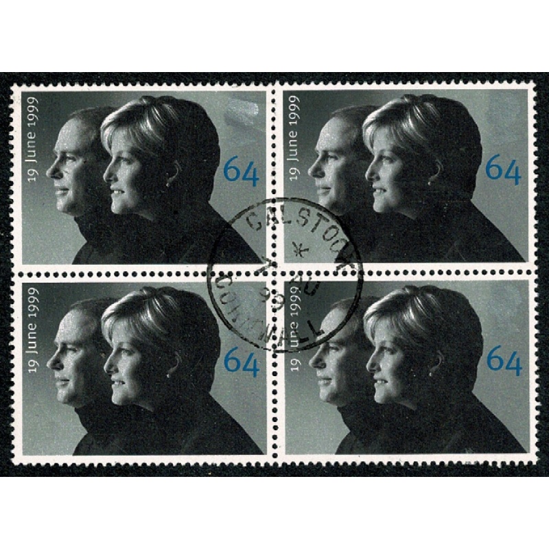 1999 Royal Wedding 64p. Fine Used block of four. SG 2097