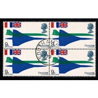 1969 Concorde 9d. Fine Used block of four. SG 785