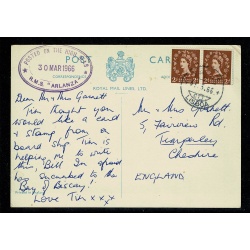 RMS "ARLANZA" Posted On The High Seas Cachet.