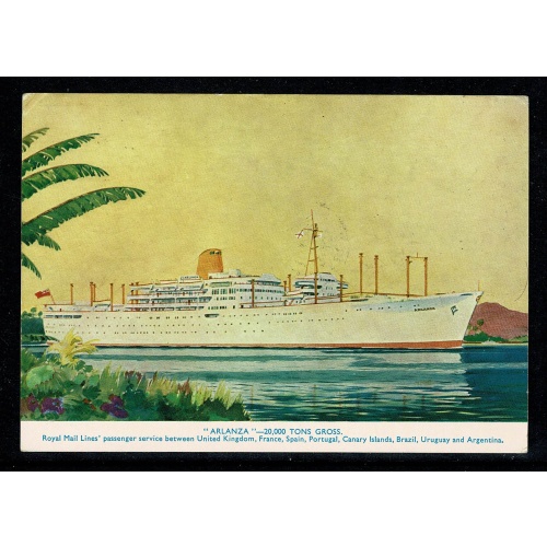 RMS "ARLANZA" Posted On The High Seas Cachet.
