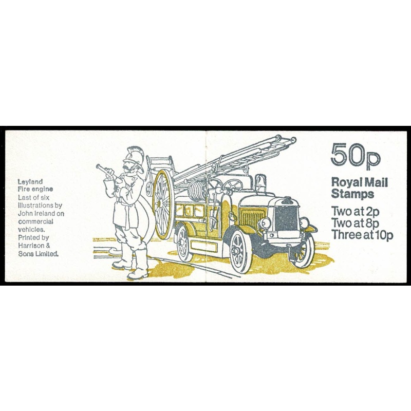 50p Commercial Vehicles No.6 "Leyland Fire Engine". 8p Right Band. DP33 Perf E1. SG FB9a