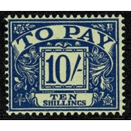 10/- blue on yellow. Watermark Crowns Sideways Inverted. UM single. SG D67Wi