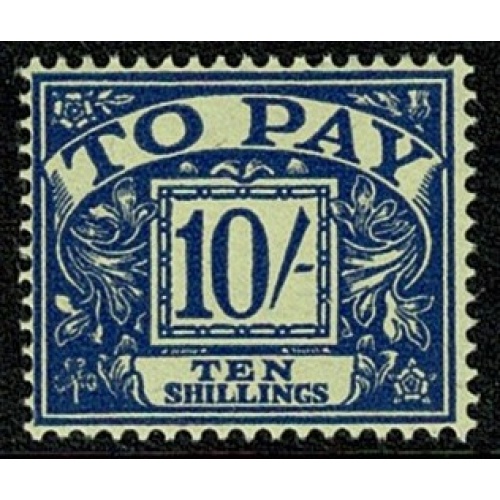 10/- blue on yellow. Watermark Crowns Sideways Inverted. UM single. SG D67Wi