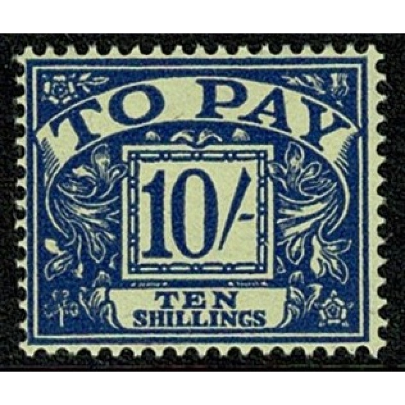 10/- blue on yellow. Watermark Crowns Sideways Inverted. UM single. SG D67Wi