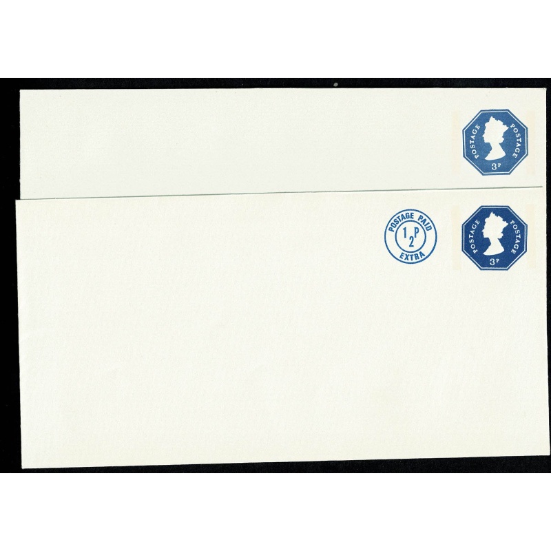 Set of 4 Envelopes Size P 120x235mm. 2½p 1 band, 3p 1 band, 3p 2 band, 3p 2 band+½p Extra. No place for postcode.
