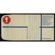 Registered Envelope. 20p vermilion. White lining  11 lines of print  H&B RPF22