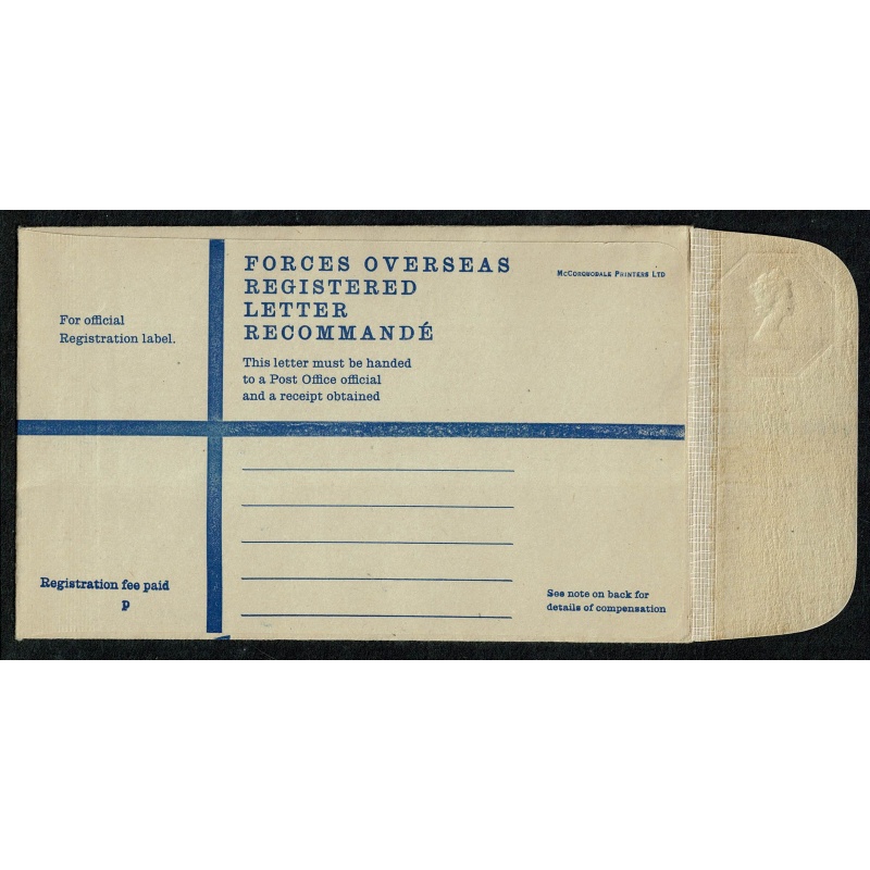 Registered Envelope. 20p vermilion. White lining  11 lines of print  H&B RPF22