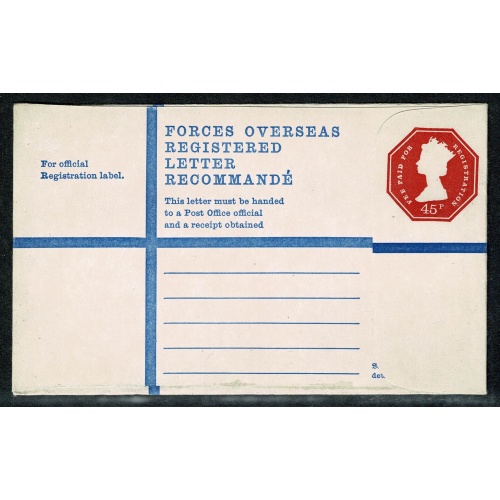 Registered Envelope. 45p vermilion  H&B RPF27