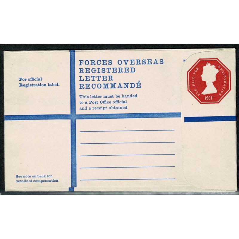 Registered Envelope. 60p vermilion with see note... at bottom left. H&B RPF28