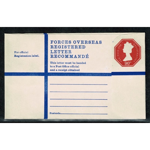 Registered Envelope. 90p vermilion  H&B RPF32