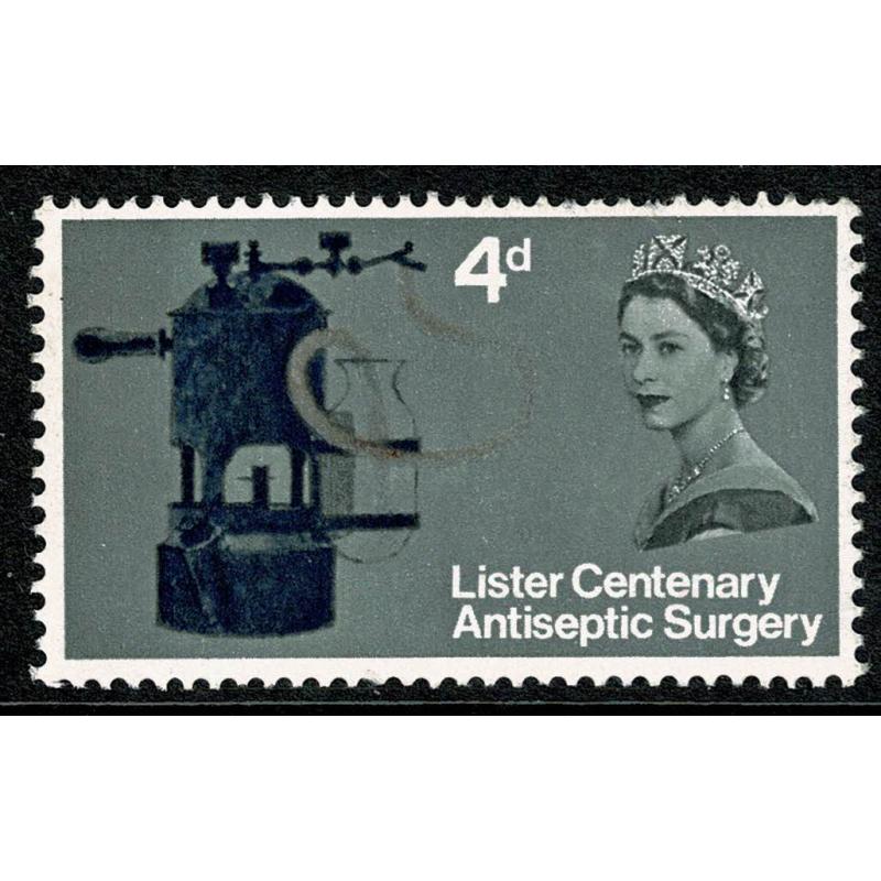 1965 Lister 4d (ord). Dramatic DRY PRINT of brown-red. SG 6677 var