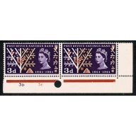 1961 POSB 3d Perf through right margin. Cyl. pair. SG 624Ab.