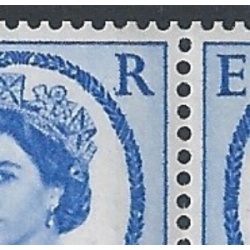 SG SB107a. 4d x 6 2B blue phos. Crowns WATERMARK INVERTED. Perf Is. Constant variety