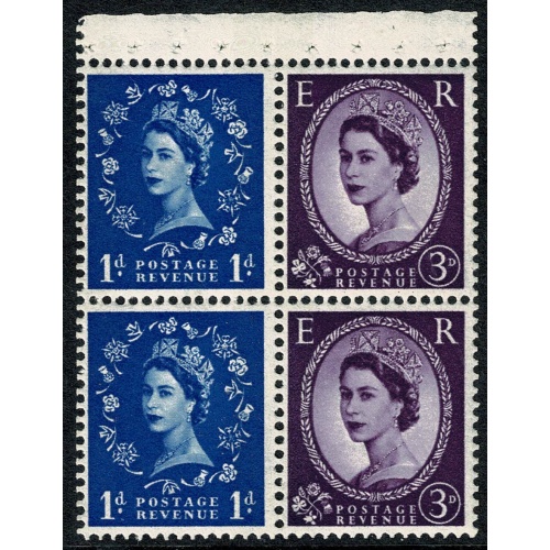 SB50 2 x 1d/3d. 2B 8mm violet.. WATERMARK SIDEWAYS to left. Perf AP