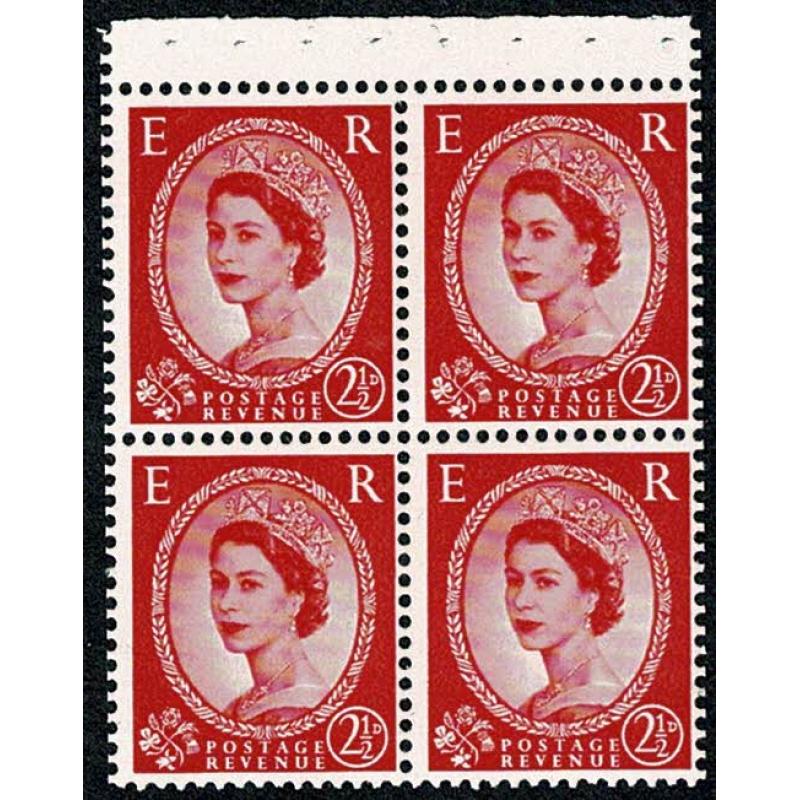 SG SB84. 2½d pane of four. Crowns WATERMARK UPRIGHT