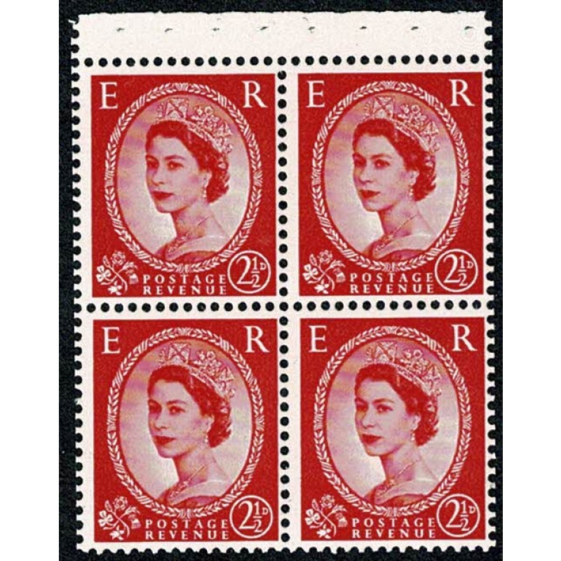 SG SB84. 2½d pane of four. Crowns WATERMARK UPRIGHT