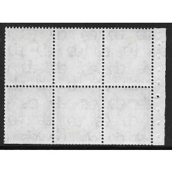 SB98Ab.  3d crowns wmk upright. Pane of six. 8mm Broad Band.