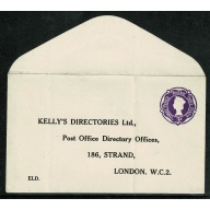 1957 3d violet STO envelope. "Kelly's Directories"