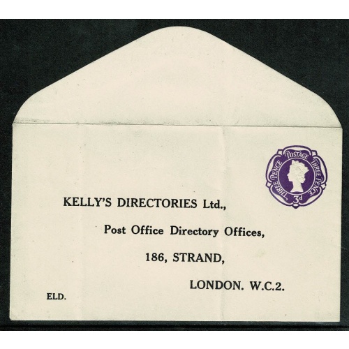 1957 3d violet STO envelope. "Kelly's Directories"