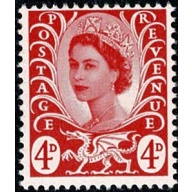 Wales 4d vermilion. MISSING PHOSPHOR. SG W10y