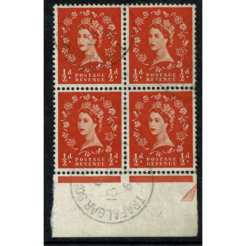 ½d orange. Fine used block of four. SG 570