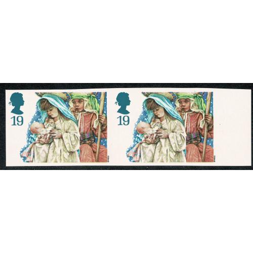 1994 Christmas 19p. IMPERFORATE PAIR. SG 1843a