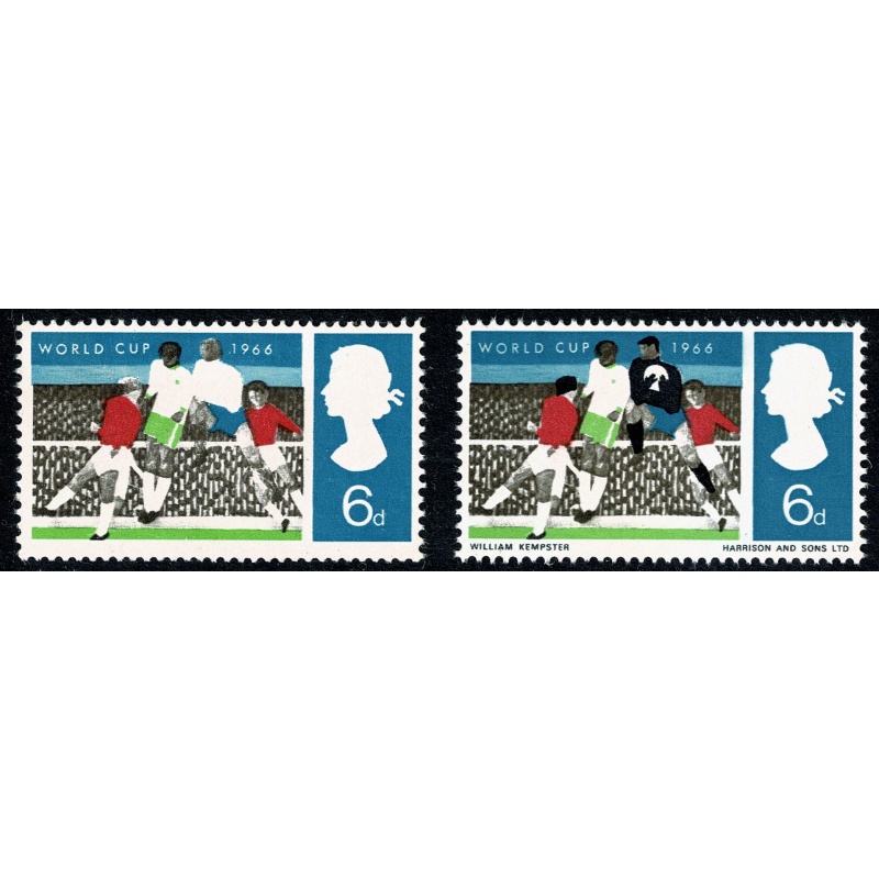 1966 World Cup 6d (ord). MISSING BLACK. SG 694a.