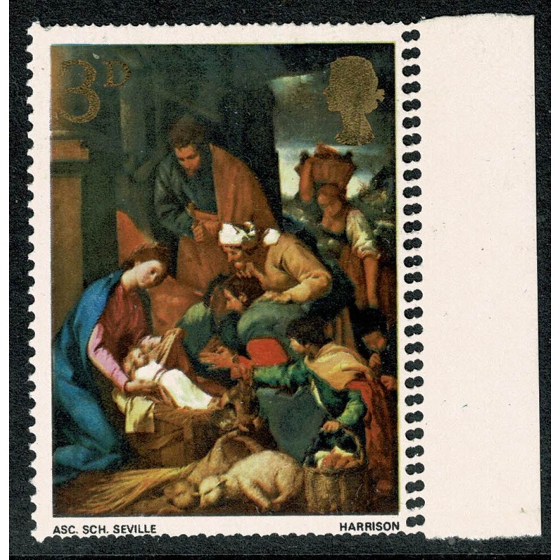 1967 Christmas 3d. DOUBLE PERFORATION error. SG 756 var.