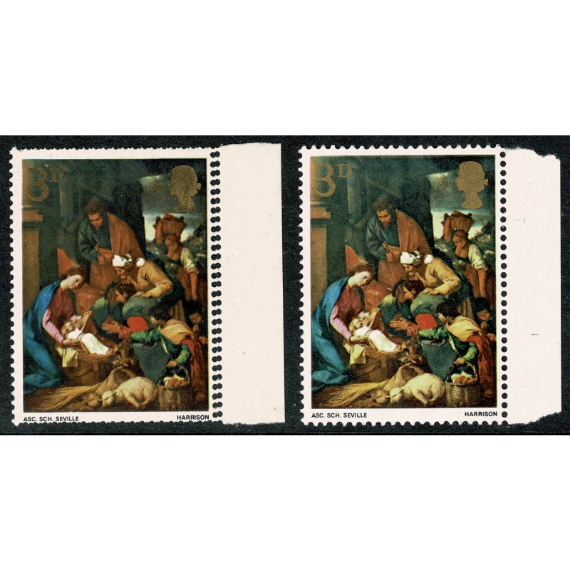 1967 Christmas 3d. DOUBLE PERFORATION error. SG 756 var.