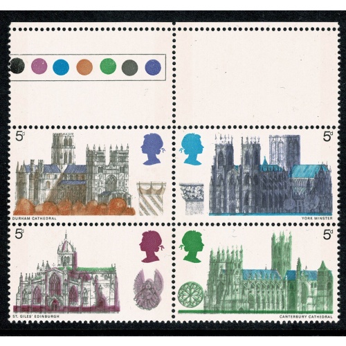 1969 Cathedrals 4d. Attractive perforating variety.