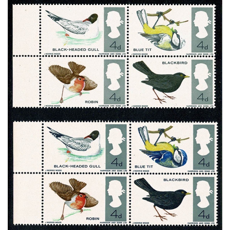 1966 Birds (ord) MISSING BRIGHT BLUE. SG 696/697g.