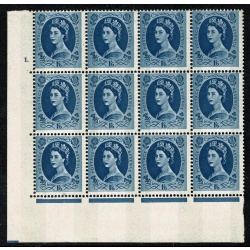 1966 1/6 grey-blue 2B Wmk Multiple Crowns . Cylinder 2 dot block of twelve with listed variety. SG 618a